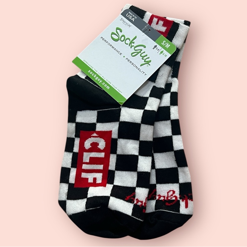 Sock Guy Clif Bar Checker Socks (Black / White)